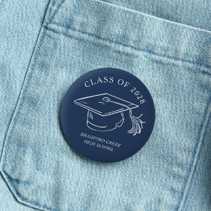 Modern Graduate Cap Doodle Class of Graduation 6 Cm Round Badge