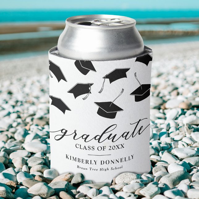 Modern Graduate Cap Graduation Party Can Cooler (Creator Uploaded)