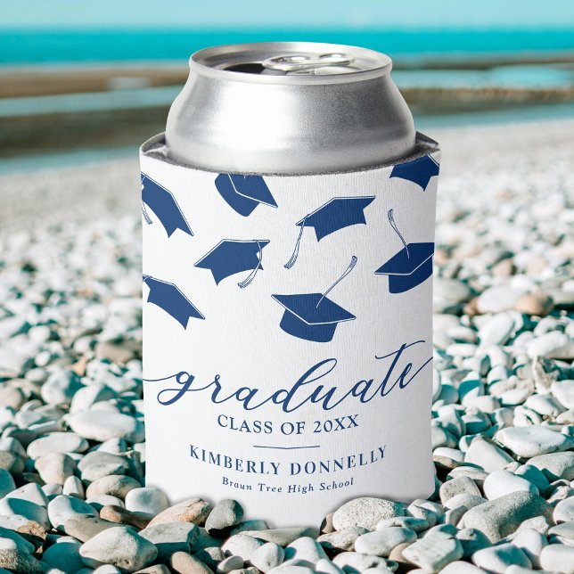 Modern Graduate Cap Graduation Party Can Cooler (Creator Uploaded)