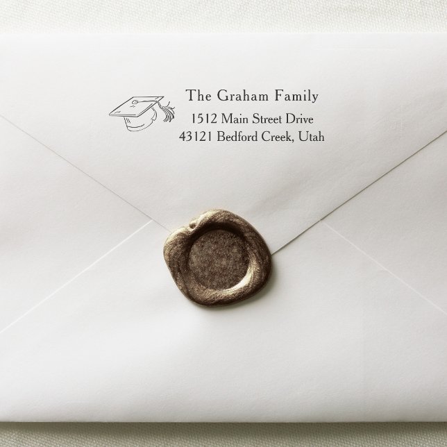 Modern Graduate Cap Graduation Return Address Self-inking Stamp (Creator Uploaded)