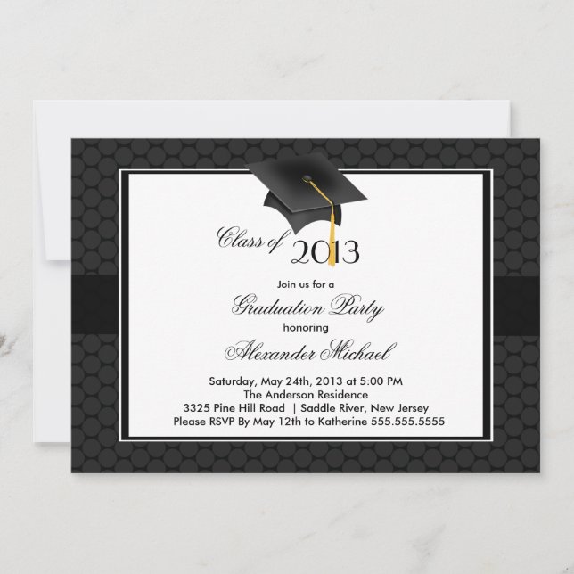 Modern Graduate Cap & Tassel Graduation Party Invitation (Front)