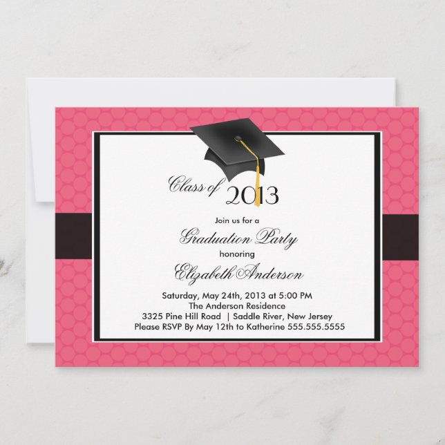 Modern Graduate Cap & Tassel Graduation Party Invitation (Front)