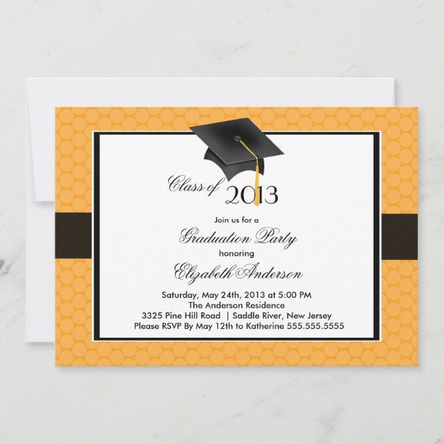 Modern Graduate Cap & Tassel Graduation Party Invitation (Front)