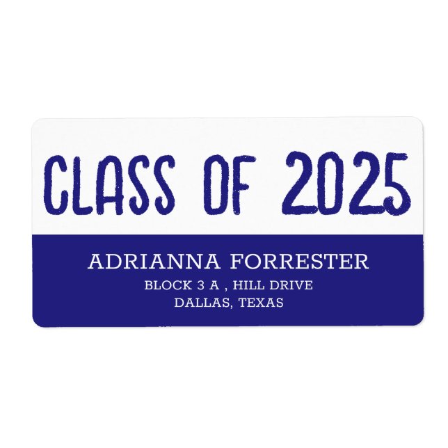 Modern Graduate Class of 2025 Navy Blue And White (Front)