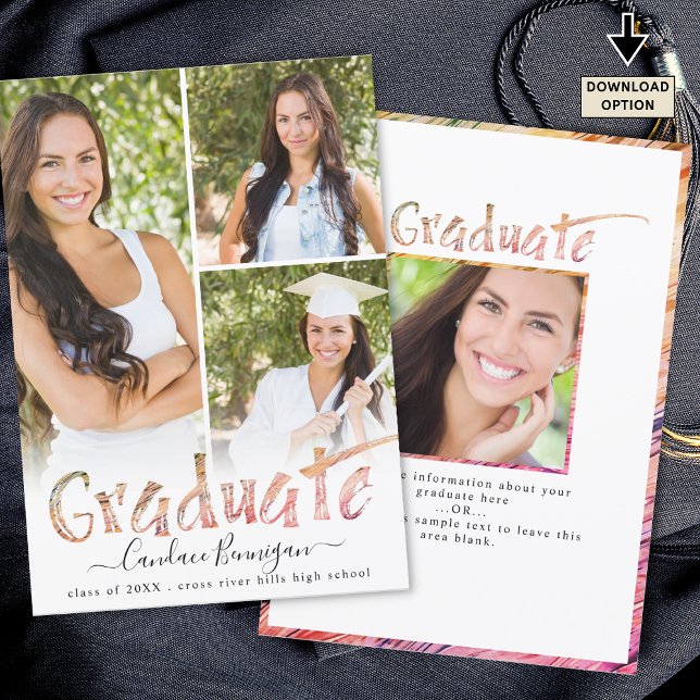 Modern Graduate Colourful Brushstroke 4 Photos Announcement (Creator Uploaded)