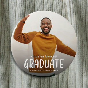 Modern GRADUATE custom photo Graduation 7.5 Cm Round Badge