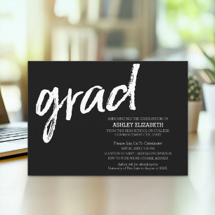 Modern Graduate Custom Trendy Black Grad Invitation