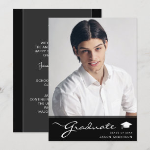 Modern Graduate Elegant Script Trendy 1 Photo Announcement