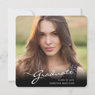 Modern Graduate Elegant Script   Trendy Photo Announcement