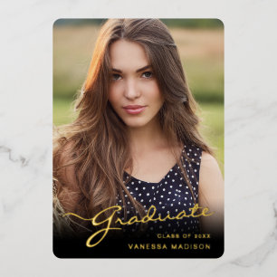 Modern Graduate Elegant Script Trendy Photo Card
