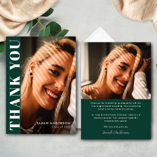 Modern Graduate Emerald Green Photo Graduation Thank You Card
