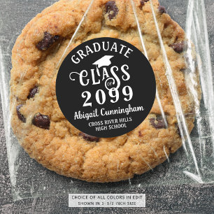 Modern Graduate Fancy Class Year Custom Colour Classic Round Sticker