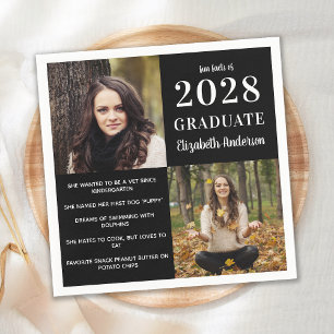 Modern Graduate Fun Facts Graduation 2 Photo Napkin