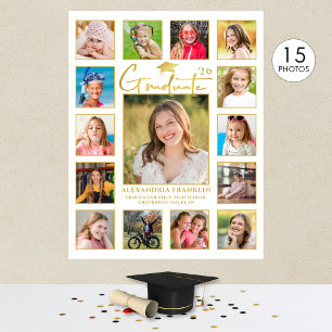 Modern Graduate Gold 15 Photo Collage Poster