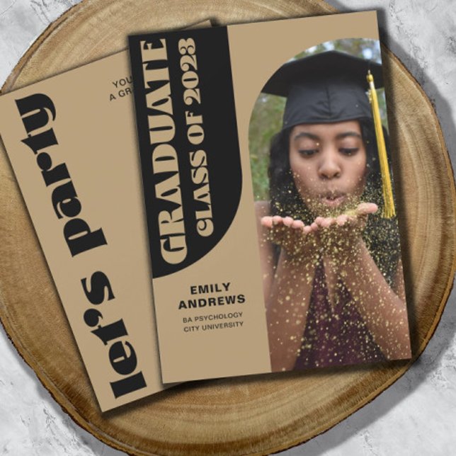 Modern Graduate Gold Arch & Photo Grad Party  Invitation (Creator Uploaded)