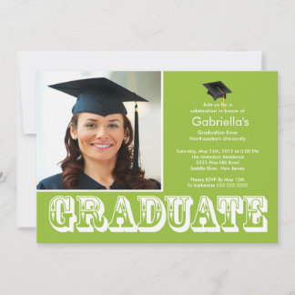 Modern Graduate Green Photo Graduation Party Invitation