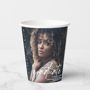 Modern Graduate Handwritten Script   Photo Paper Cups