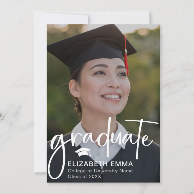 Modern Graduate Handwritten Trendy Congrats Grad Announcement (Front)