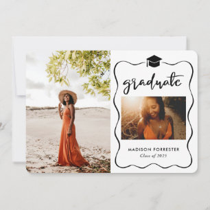 Modern Graduate Hat Casual Script Invitation