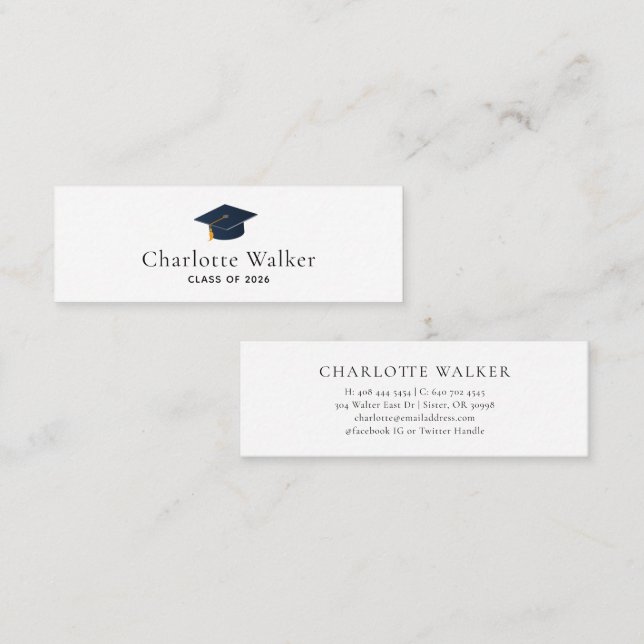 Modern Graduate Logo & Social Handle Calling Card (Front/Back)
