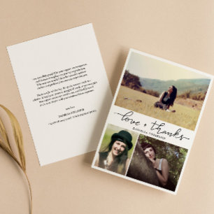 Modern Graduate Love And Thanks Script Photos Thank You Card