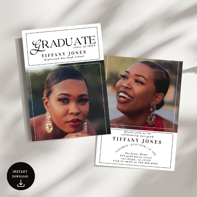 Modern Graduate Magazine Photo Graduation Party Invitation (Creator Uploaded)