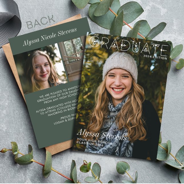 Modern Graduate Overlay Magazine Cover Photo Announcement (Creator Uploaded)