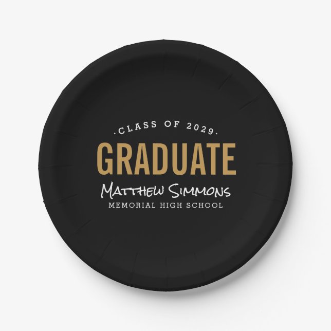 Modern Graduate Personalised Graduation Party Paper Plate (Front)