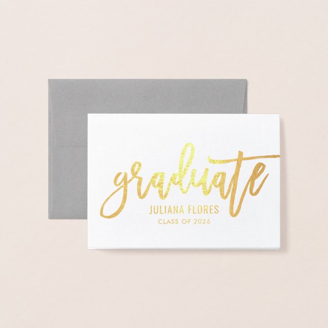 Modern Graduate Personalised Monogram Name Gold Foil Card (Front With Envelope)