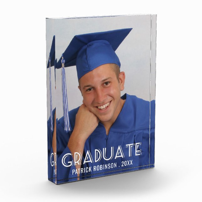 Modern Graduate Personalised Vertical Photo Block (Left)