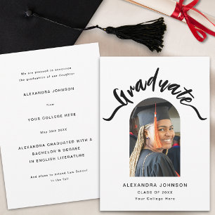 Modern Graduate Photo Arch Script Graduation Announcement
