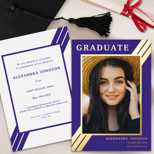 Modern Graduate Photo Blue and Gold