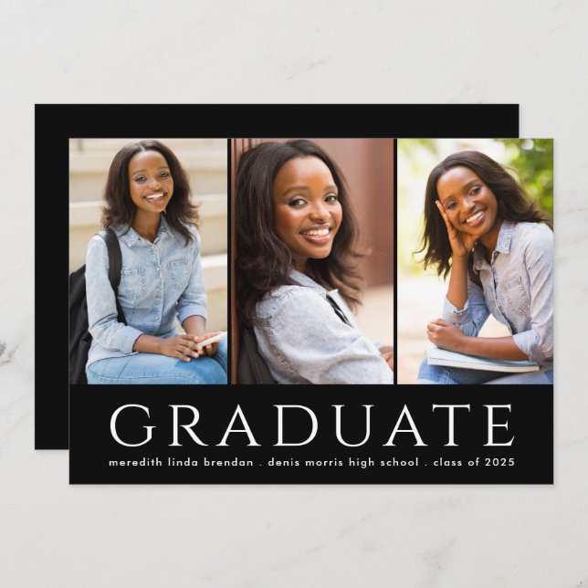 Modern Graduate Photo Collage Graduation Announcement (Front/Back)