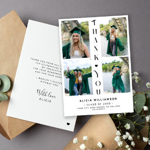 Modern graduate photo collage graduation thank you card