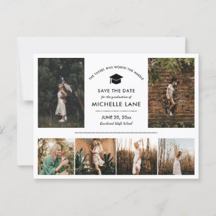 Modern Graduate Photo Collage Save The Date Postcard