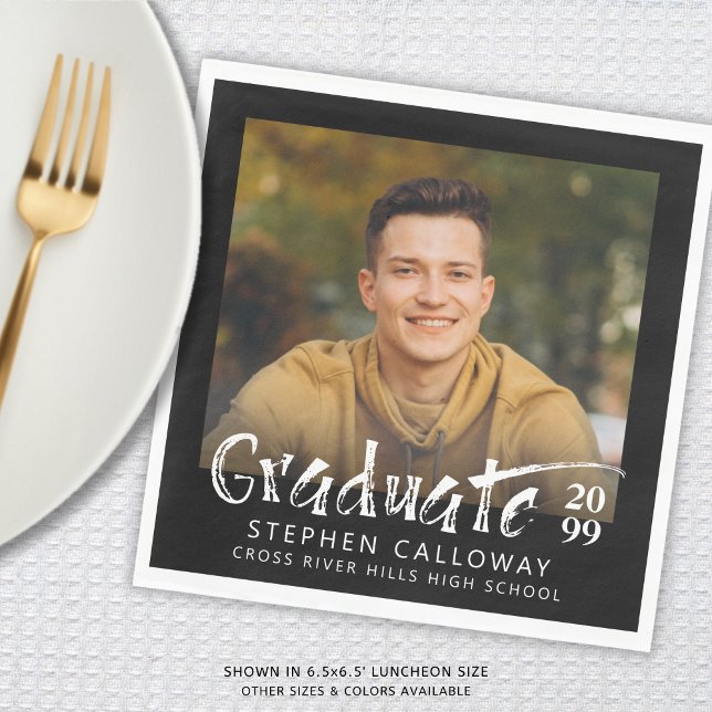Modern Graduate Photo Custom Color Napkin (Creator Uploaded)