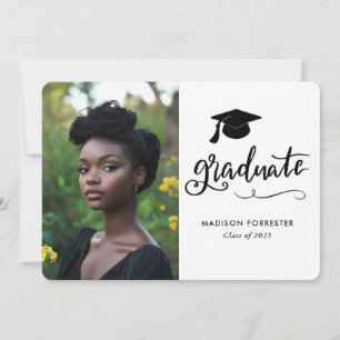  Modern Graduate Photo   Elegant Script Invitation