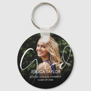 Modern Graduate Photo Grad Script Key Ring