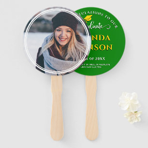 Modern Graduate Photo Green Graduation Hand Fan