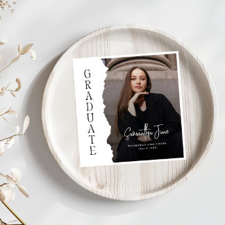 Modern Graduate Photo Magazine Graduation Sign Napkin