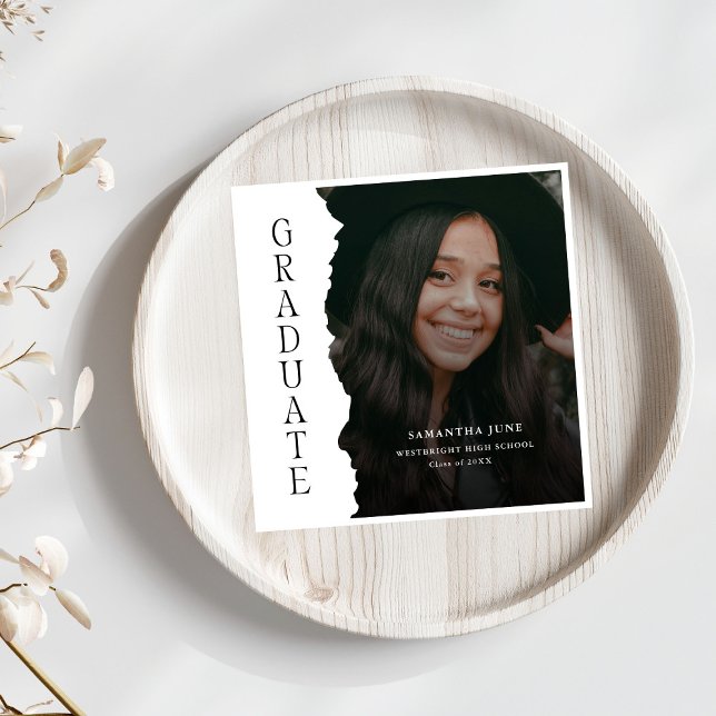 Modern Graduate Photo Magazine Graduation Sign Napkin (Creator Uploaded)
