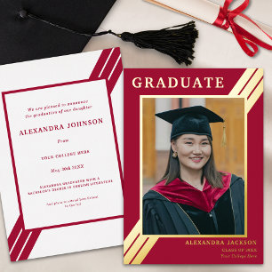 Modern Graduate Photo Red Gold