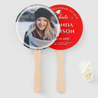 Modern Graduate Photo Red Graduation Hand Fan