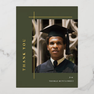 Modern Graduate Photo Thank You Foil Invitation Postcard