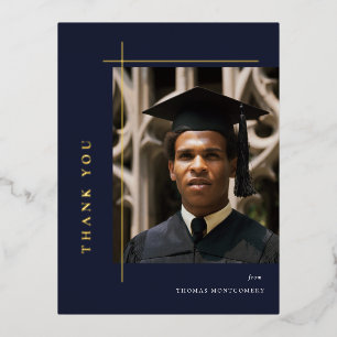 Modern Graduate Photo Thank You Foil Invitation Postcard