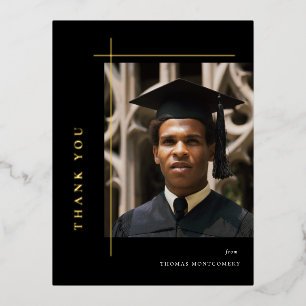 Modern Graduate Photo Thank You Foil Invitation Postcard