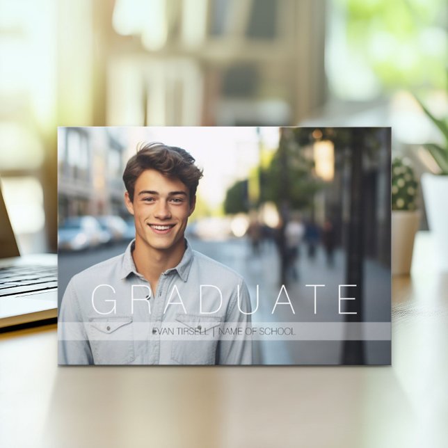 Modern Graduate Photo with announce and Party Invitation (Modern Graduation Announcement and Party Invitation)