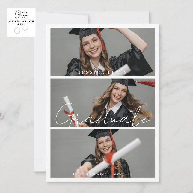 Modern Graduate Photos Graduation Invitation (Modern Graduate Photos Graduation Invitation)