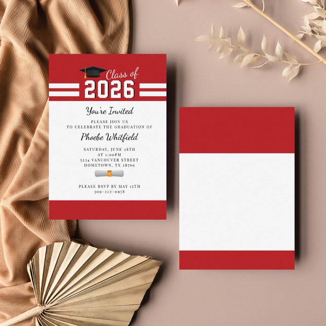 Modern Graduate Red White Simple Graduation Card (Creator Uploaded)