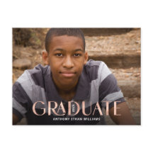 Modern Graduate Rose Gold Overlay Photo Graduation